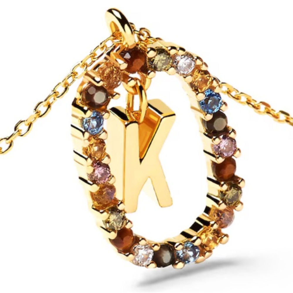 PD PAOLA LETTER K 18KT GOLD PLATE NECKLACE BRAND NEW APROX 19 inches